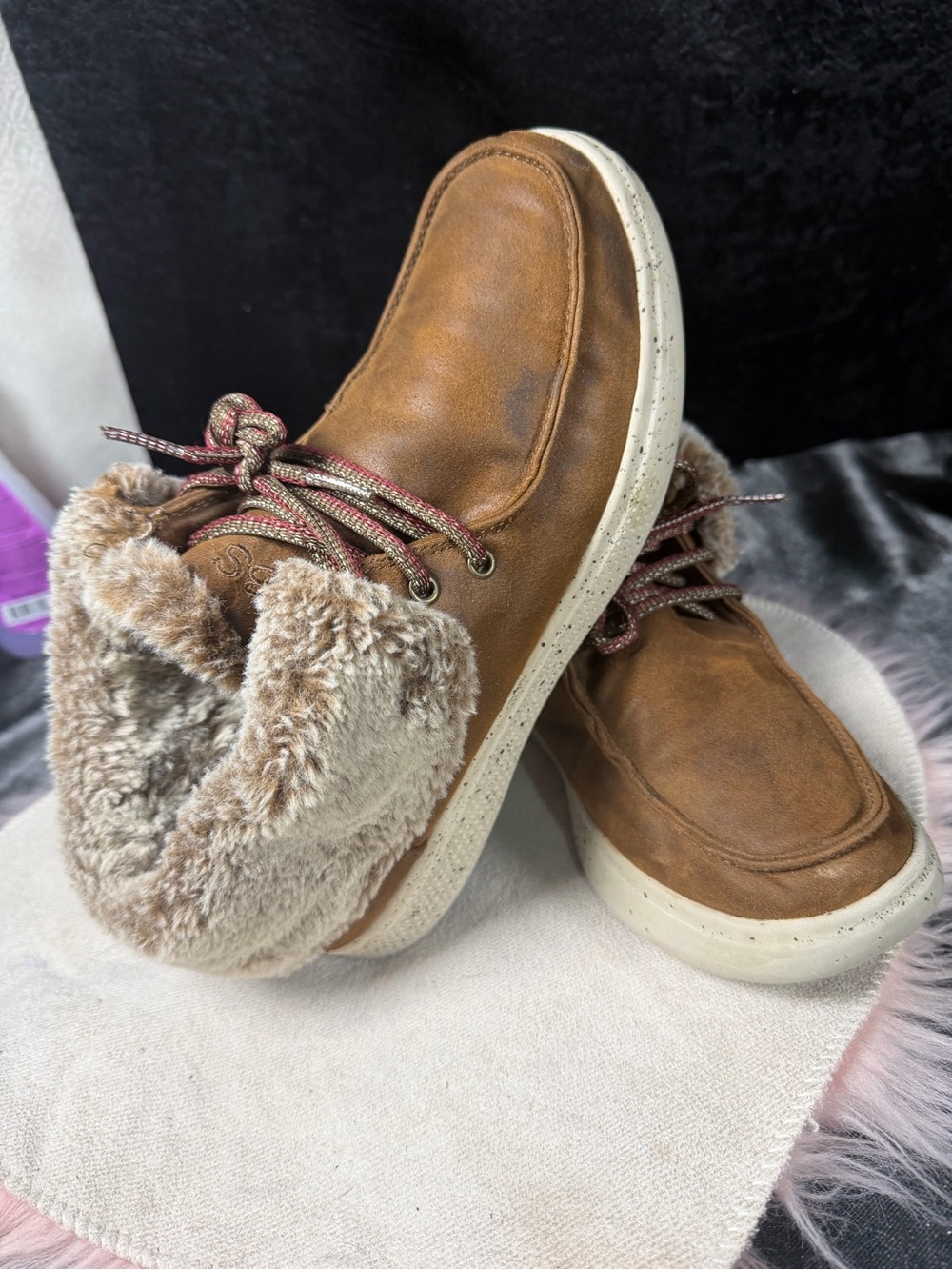 BOBS from Skechers Brown Faux-Fur Lined Ankle Booties